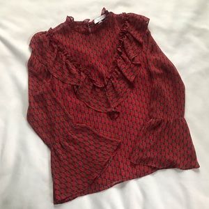 Vintage Red Geometric Blouse